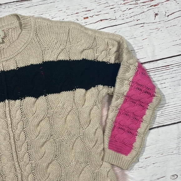 Label + Thread Clara Striped Crewneck Cable Sweater - Sand - Picture 7 of 12